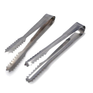 Ice Scoop  & Tongs Stainless Set Silver