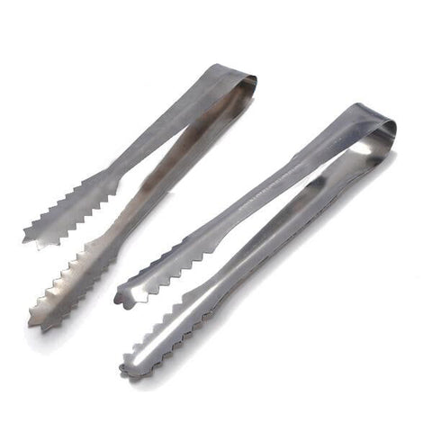 Ice Scoop  & Tongs Stainless Set Silver